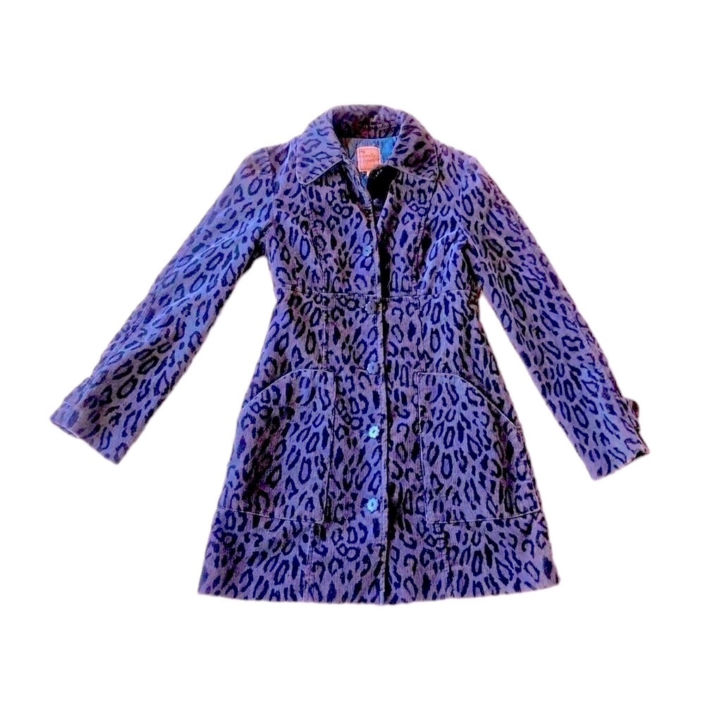 Vintage Peacock Blue Nanette Lapore Corduroy Cheetah Leopard Print lined…